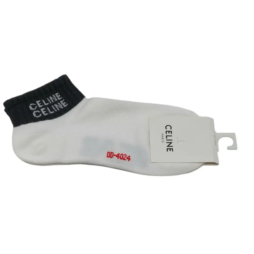 NWT Celine Paris Logo Knit Ankle Socks DD-4024